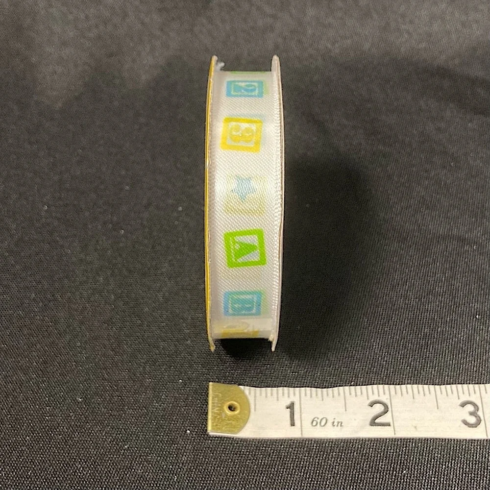 ⭐️ Baby Shower Pearly White Multicolor ABC 123 Craft Ribbon 5/8” x 108”